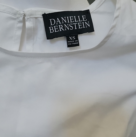 DANIELLE BERNSTEIN White Textured Woven 3/4 Sleeve Mini Baby Doll Dress XS - Picture 8 of 8